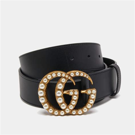 gucci black pearl belt|Gucci pearl belt sale.